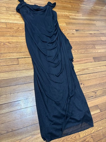 Alex Evenings Womens Dress Size 16 Black w/ Glitter Party Formal Gown Flowy - Picture 2 of 7