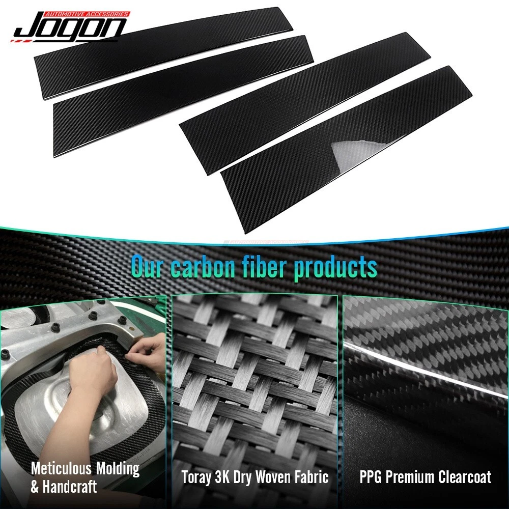 Dry Carbon Fiber Window B Pillar Post Covers Trim For Dodge Ram 1500 TRX 2019-24 - 第 4 张/共 14 张