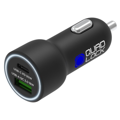 Quadlock 48W Dual USB 12V Car Charger USB-C / USB-A - 第 1/1 張圖片