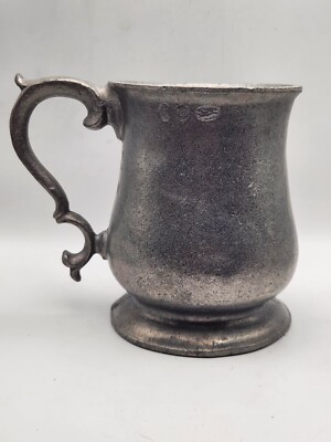 Vintage RWP Wilton Pewter Mug Stein Tankard Fancy Handle Touch Mark Stamps