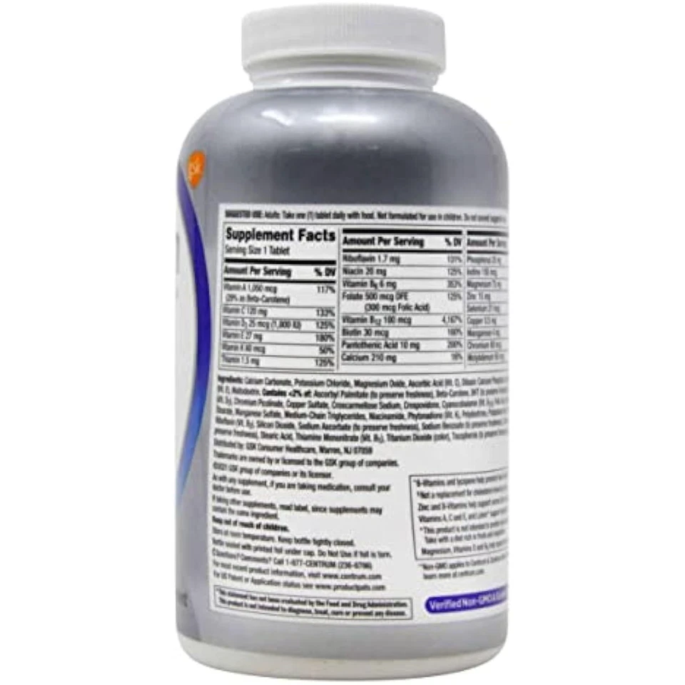 Tableta multivitamínica Centrum Men 50+ años y mayores 275ct Foto 2 de 4