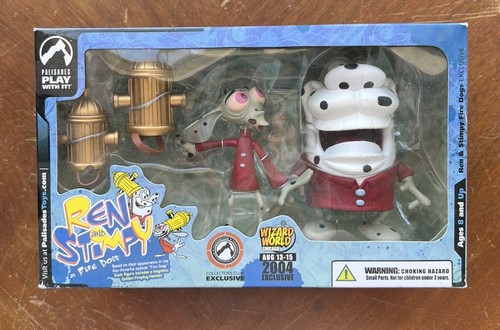 2004 Wizard World Chicago Exclusive REN & STIMPY Fire Dogs Figure Set