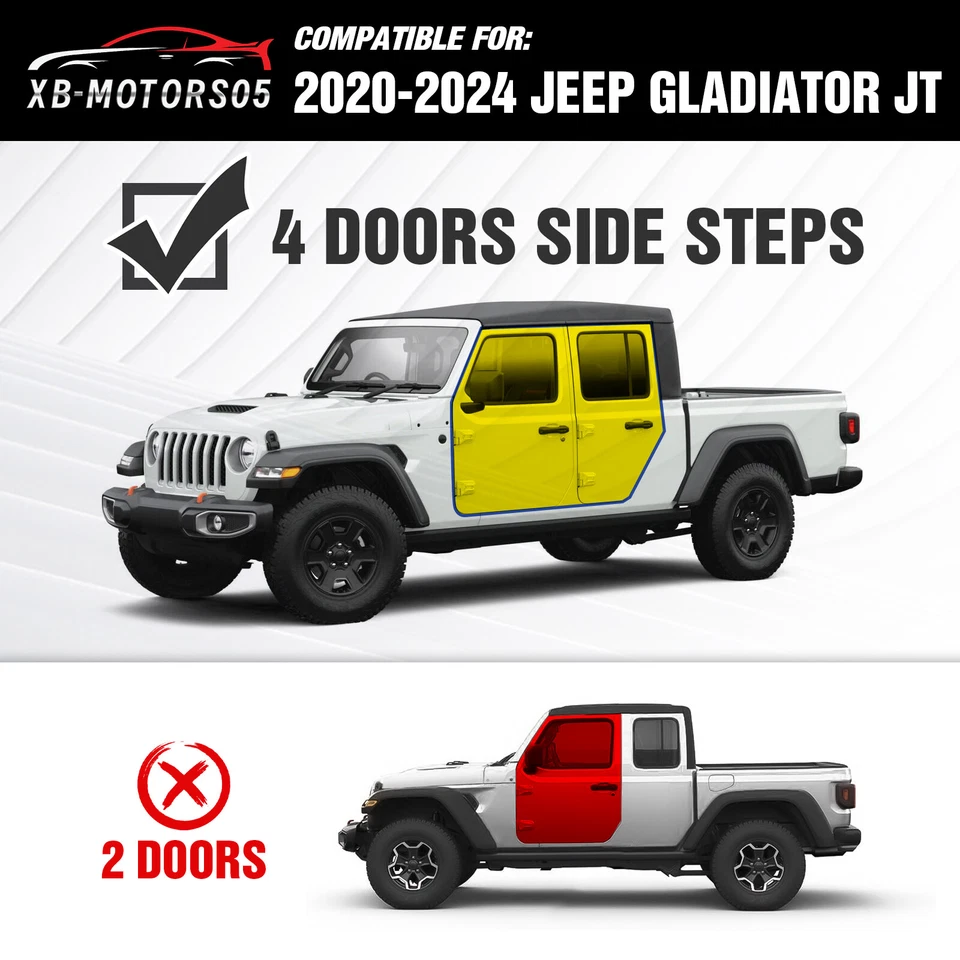 For 2020-2024 Jeep Gladiator JT 4 Door  2-Stairs Drop Side Steps Running Boards - Изображение 2 из 4