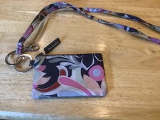 Gently Used Vera Bradley Mod Paisley Zip Id Case W/ Detachable Lanyard