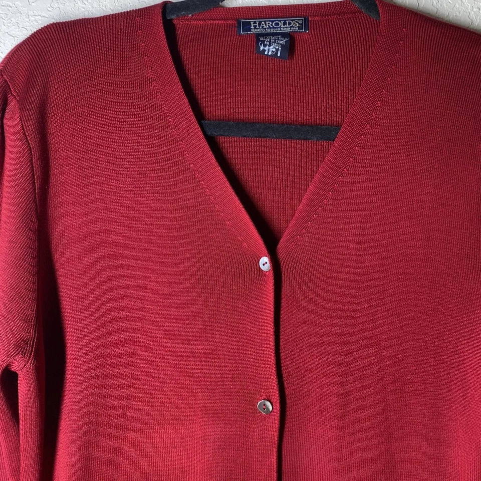 Cárdigan suéter Harolds de seda con botones para mujer grande rojo Foto 3 de 4