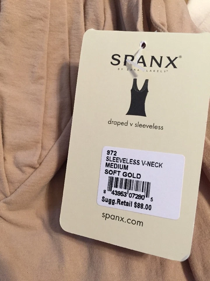 Novo com etiquetas Spanx On Top and In Control drapeado V sem mangas ESTILO 972 ouro macio Tamanho: Médio - Imagem 2 de 4