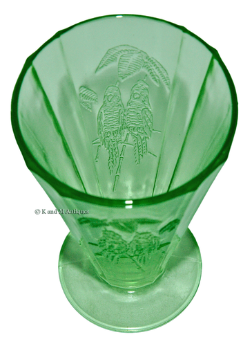Federal Parrot Depression Glass Green Footed Ice Tea Tumbler - Picture 2 of 4