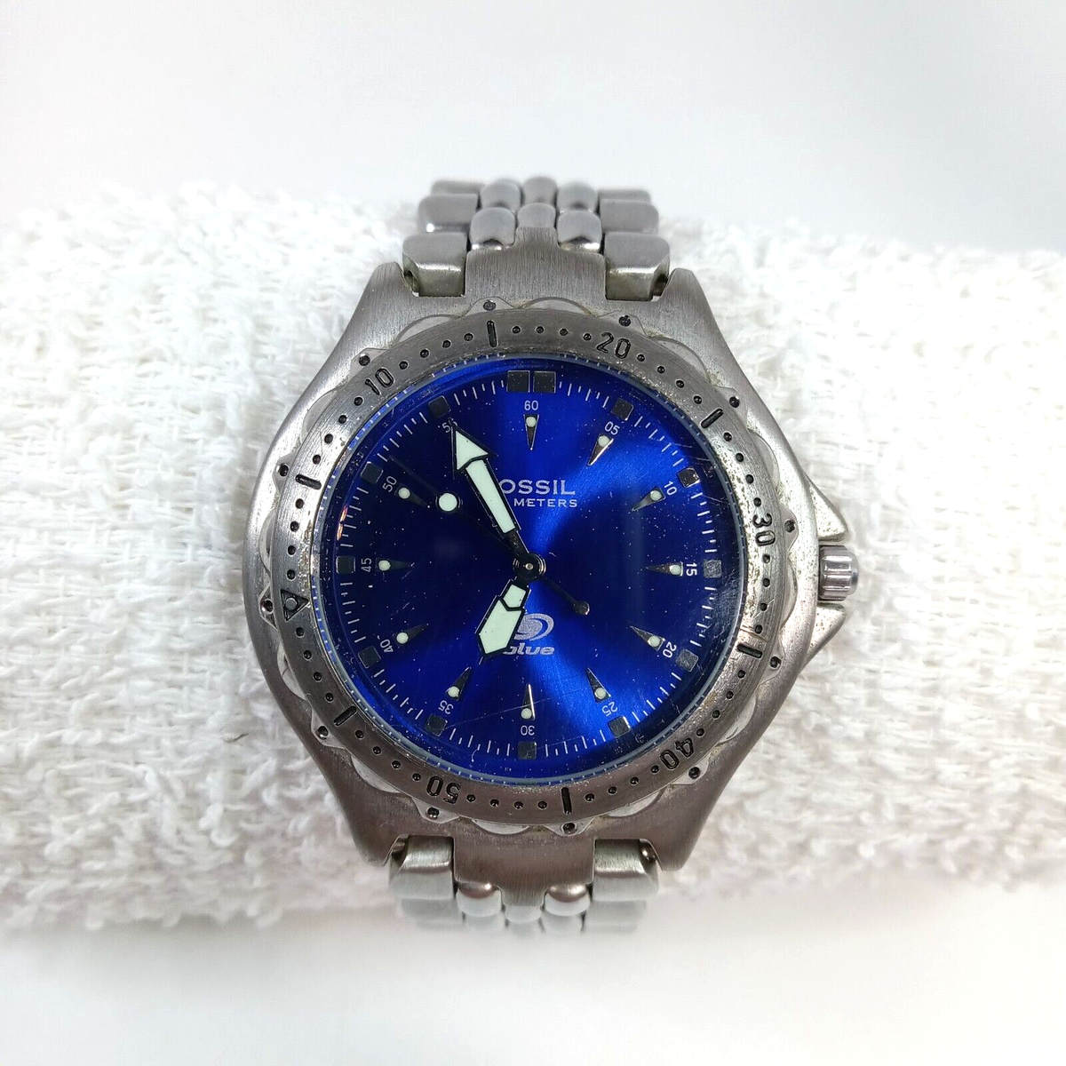 Fossil Blue 40mm Men's Blue Dial 50m Watch Silver Tone Fossil Blue 40mm Men's Blue Dial 50m Watch Silver Tone