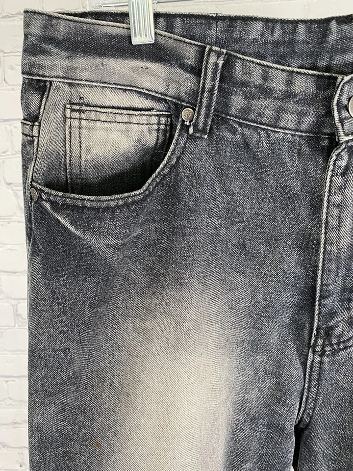 Pantalones Cortos Vaqueros Denim Diseño 5 Bolsillos Gris Oscuro Lavado Sucio Red Ape Hombres (34 x 12) Foto 2 de 4