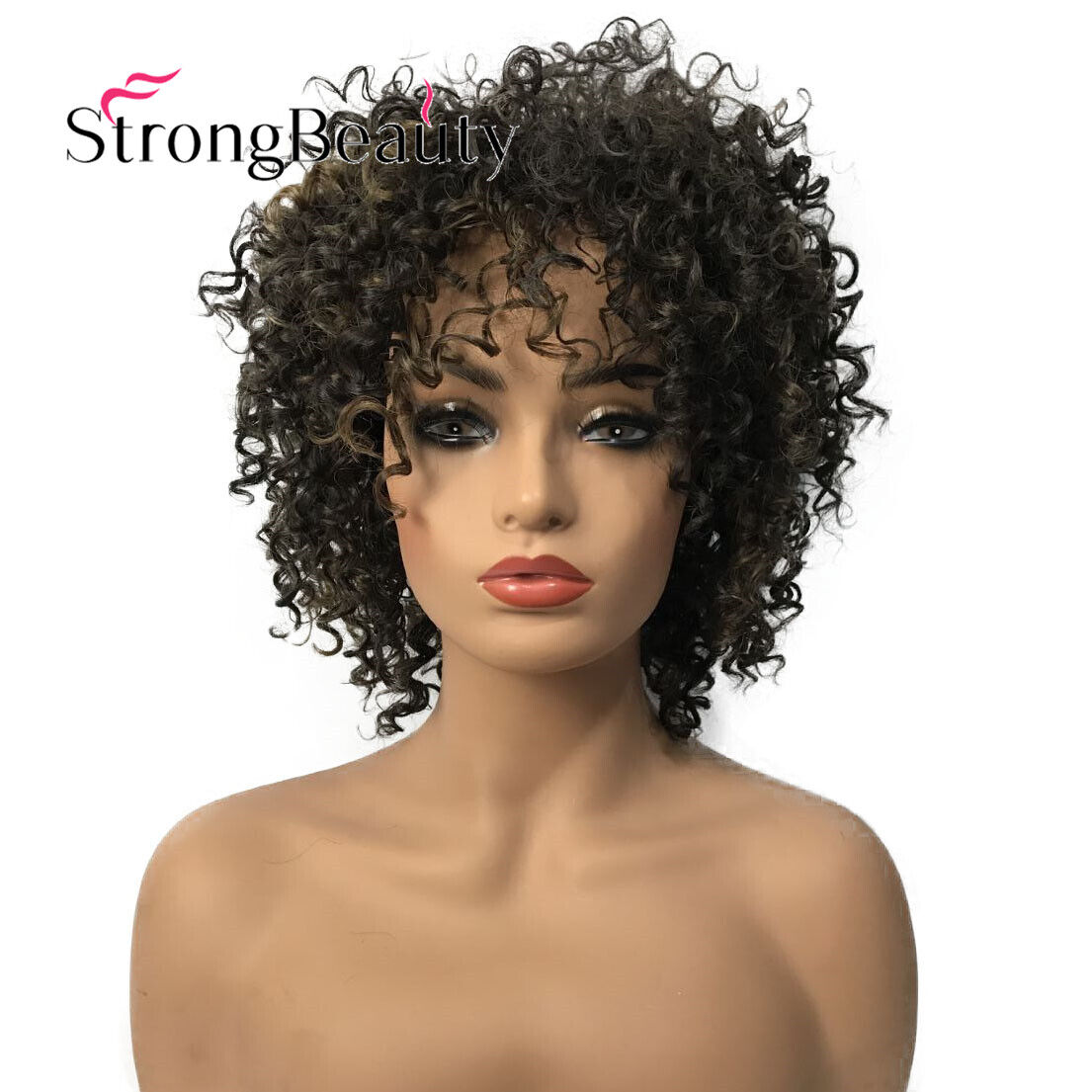 Women Wigs Medium Curly Dark Brown Wigs Synthetic Wig Remy Rapunzel Wigs Colored