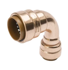 NEW! MUELLER ProLine PUSH FIT 3/4" x 1/2" REDUCING 90 ELBOW, COPPER, 651-043LW