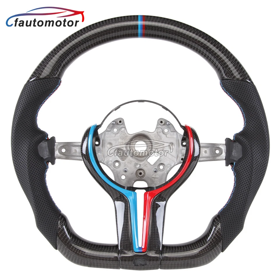 Real Carbon Fiber Steering Wheel for BMW M1 M2 M3 M4 F80 F82 F90 M5 X5 with Trim - Image 2 of 4