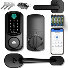 Keyless Entry Door Lock Deadbolt with Handle Set, Smart Door Lock for Front D...