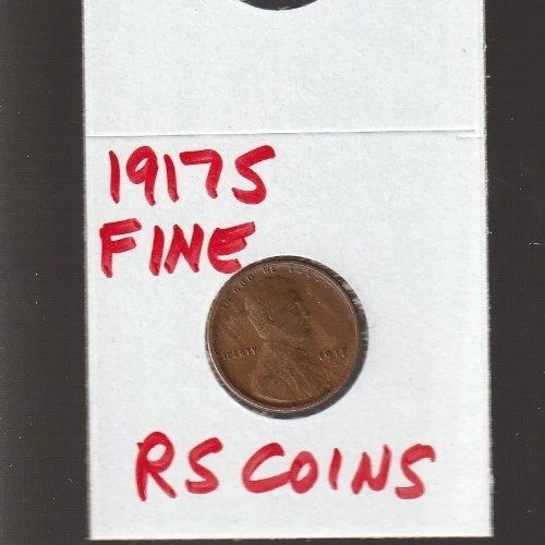 1917S   FINE   LINCOLN  CENT     FINE   1917S    /   RS COINS #10J  FREE SHIP !