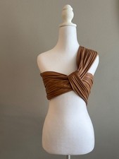 ALC Plisse One Shoulder cropped top faux leather Sz 6 $295