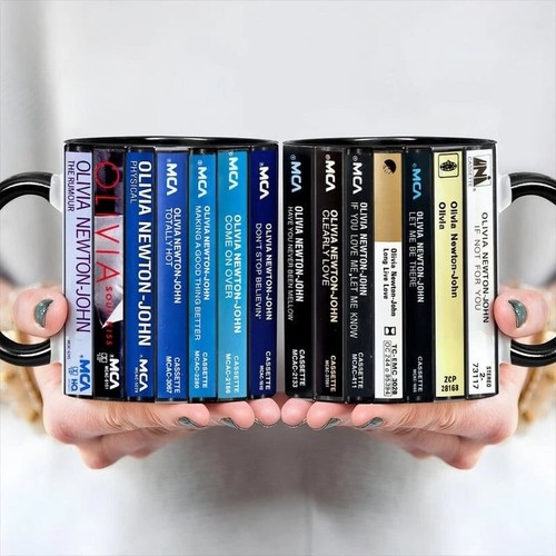 Olivia Newton-John Albums Cassette Collection Retro Accent Edge-to-Edge Printed