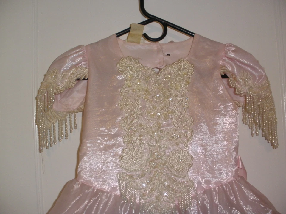 Vestido de fiesta vintage con volantes y joyas para niñas círculo completo 6 Foto 3 de 4