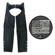 Bikers Dream Apparel Motorcycle Chaps Black Leather Biker Chaps - Size Small