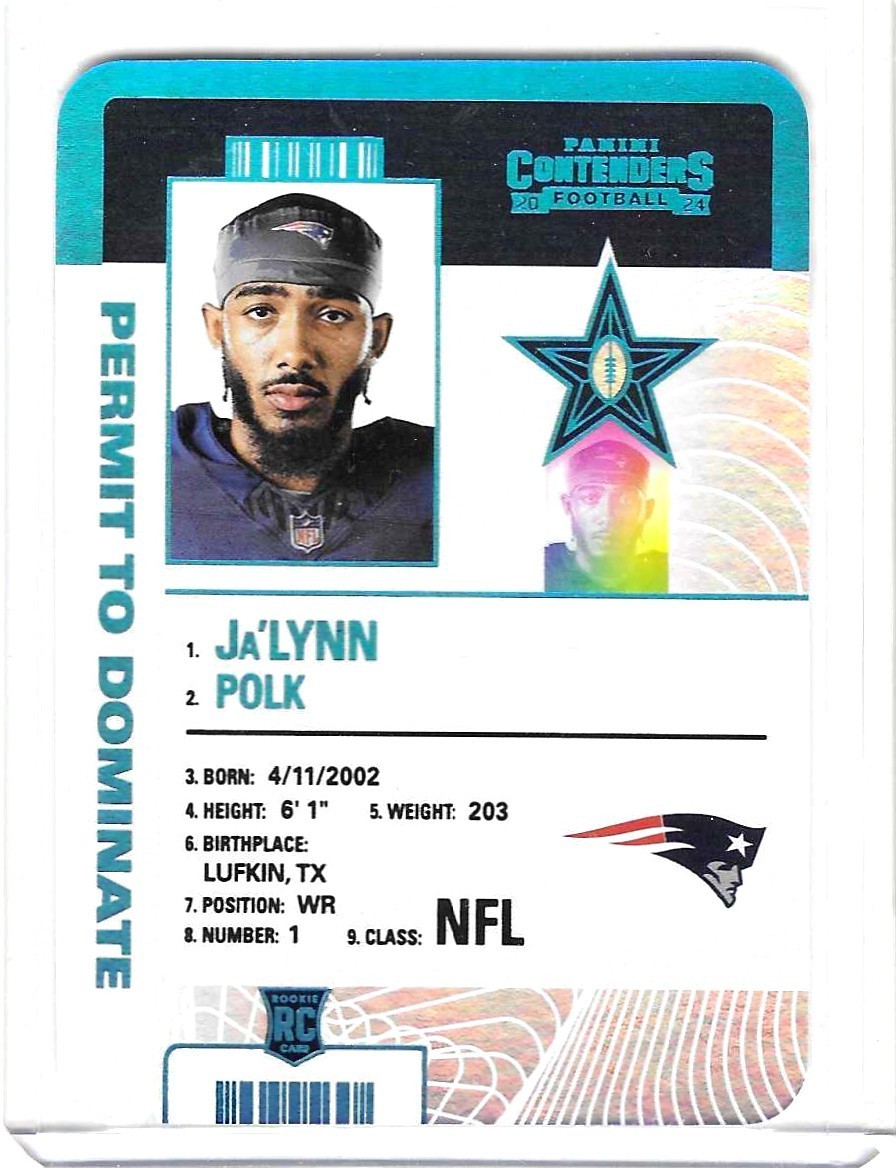 Ja'Lynn Polk 2024 Panini Contenders Permit to Dominate SP Patriots Rookie #17