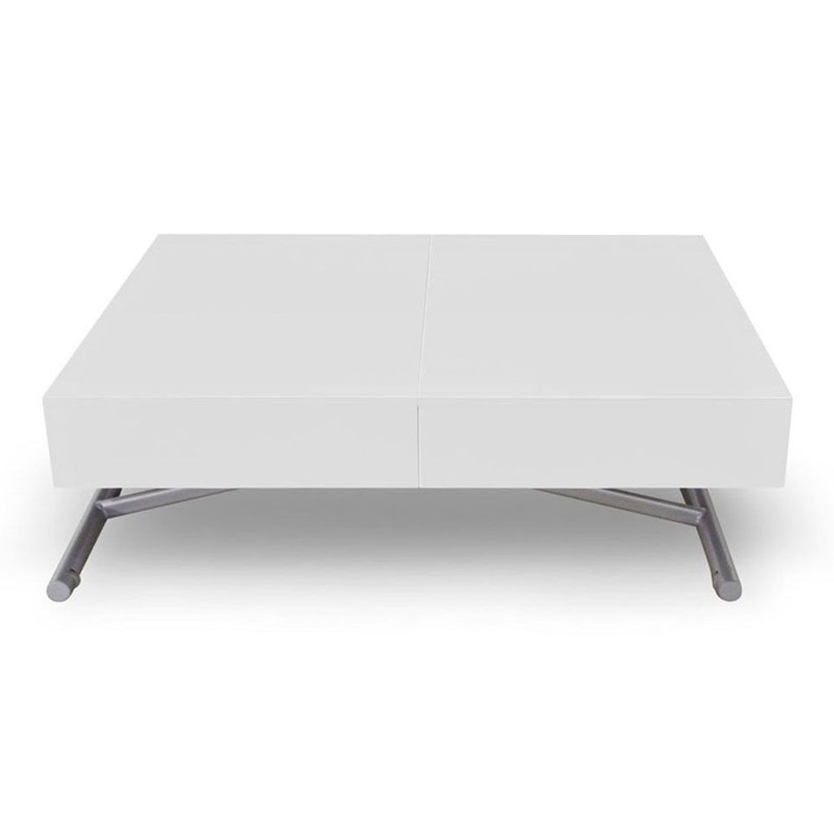 Table basse relevable Lift blanche de 120 à 190cm pour repas et salon