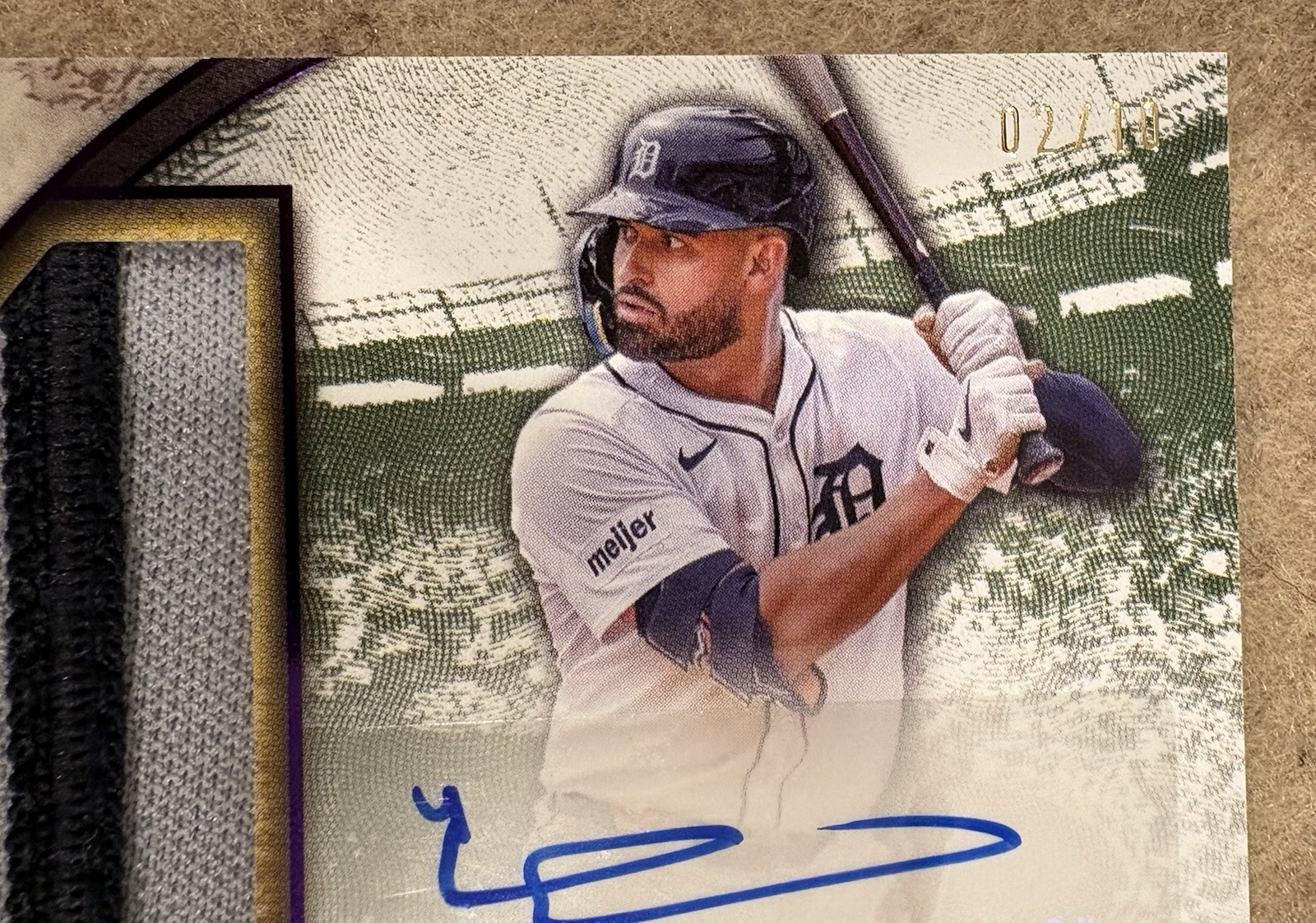 Tigers Riley Greene #/10 Auto Patch Jersey 2025 Momentous Materials Topps view 2