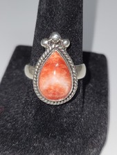 Spiny Oyster SS 925 size 8 ring. Full silver back, handmade.