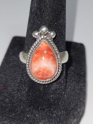 Spiny Oyster SS 925 size 8 ring. Full silver back, handmade. 
