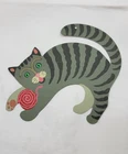 Vintage B Cukla handmade hand painted CAT WITH BALL OF YARN signed ornament