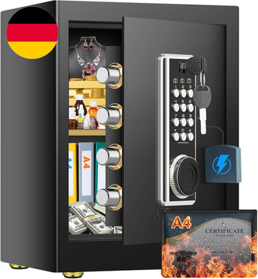 45L Großer Feuerfester Tresor Safe Mit Feuersichere Dokumententasche, Digitaler 