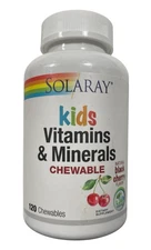 Solaray Kids Vitamins & Minerals Black Cherry 120 Chewables Exp: 4/28