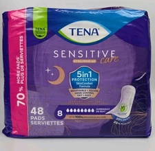 48 Count TENA Sensitive Care Incontinence Pads, Breathable, Secure, Odor Control