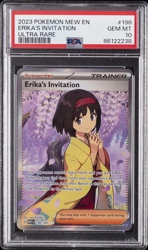 2023 POKEMON MEW EN-151 ULTRA RARE #196 ERIKA'S INVITATION PSA 10