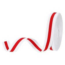 5/8"White Red Striped Grosgrain Ribbon, 10 Yard Polyester Stripe Ribbon