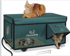 Indestructible Heated Cat House for Outside Winter, 26"x16"x14", Forest Green