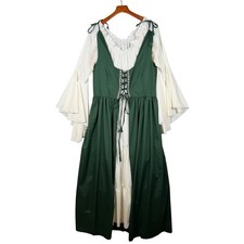 Unbranded Renaissance Medieval Dress L/XL Green Cream Costume Cosplay Fairy Core