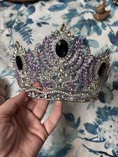 12cm Tall Crystal Tiara Crown Wedding Queen Princess Prom Adjustable For Women