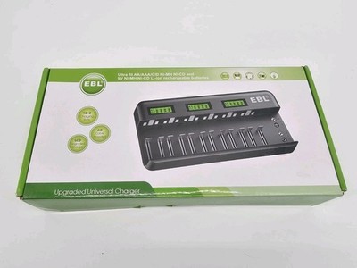 EBL 12+2 Bay LCD Battery Charger for AA AAA C D 9V Li-ion Ni-MH Ni-CD