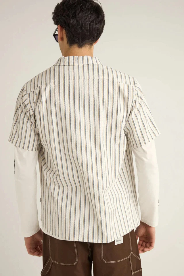 Camisa de manga corta a rayas Rhythm Seersucker para hombre Foto 3 de 4