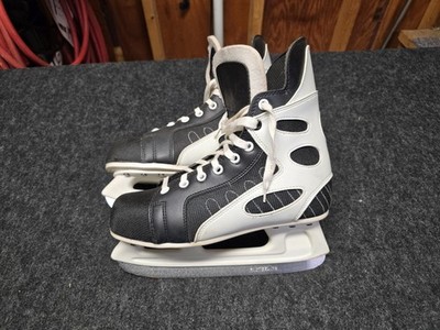 Fasteel Inc. Size 8 Ice Hockey Skates Men Black White 1990's Vintage