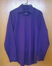 J Ferrar Men  s Medium 15-15.5 Slim Fit Dress Shirt Long Sleeve Button Up Purple