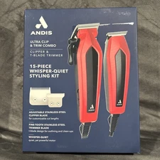 Andis 562324 Ultra Clip & Trim Combo 15-Piece Whisper-Quiet Styling Kit