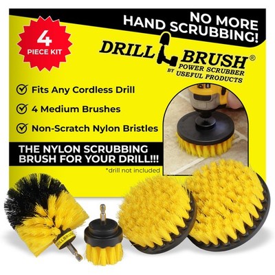 Nylon Drill Brush Attachment Set for Bathroom Cleaning - Power Scrubber Brush...
