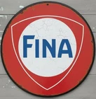 Fina Gas And Oil 12" Diameter Vintage Novelty Metal Sign Made In USA