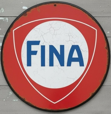 #ad Fina Gas And Oil 8quot; Diameter Vintage Novelty Metal Sign Made In USA $14.49