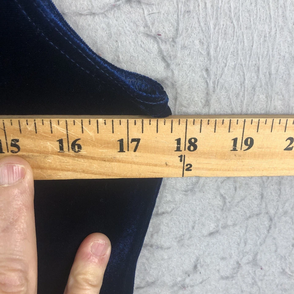 Vintage Blue Velvet Midi Dress Womens 10P Petite Navy Holidays Y2K Retro Event - Image 4 of 4