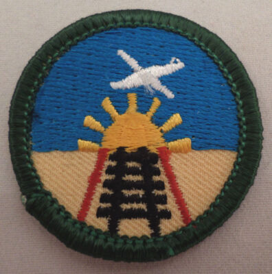 Girl Scout Gs Uniform Patch Traveler Airplane Train Tracks Sunshine Sun #Gsgr