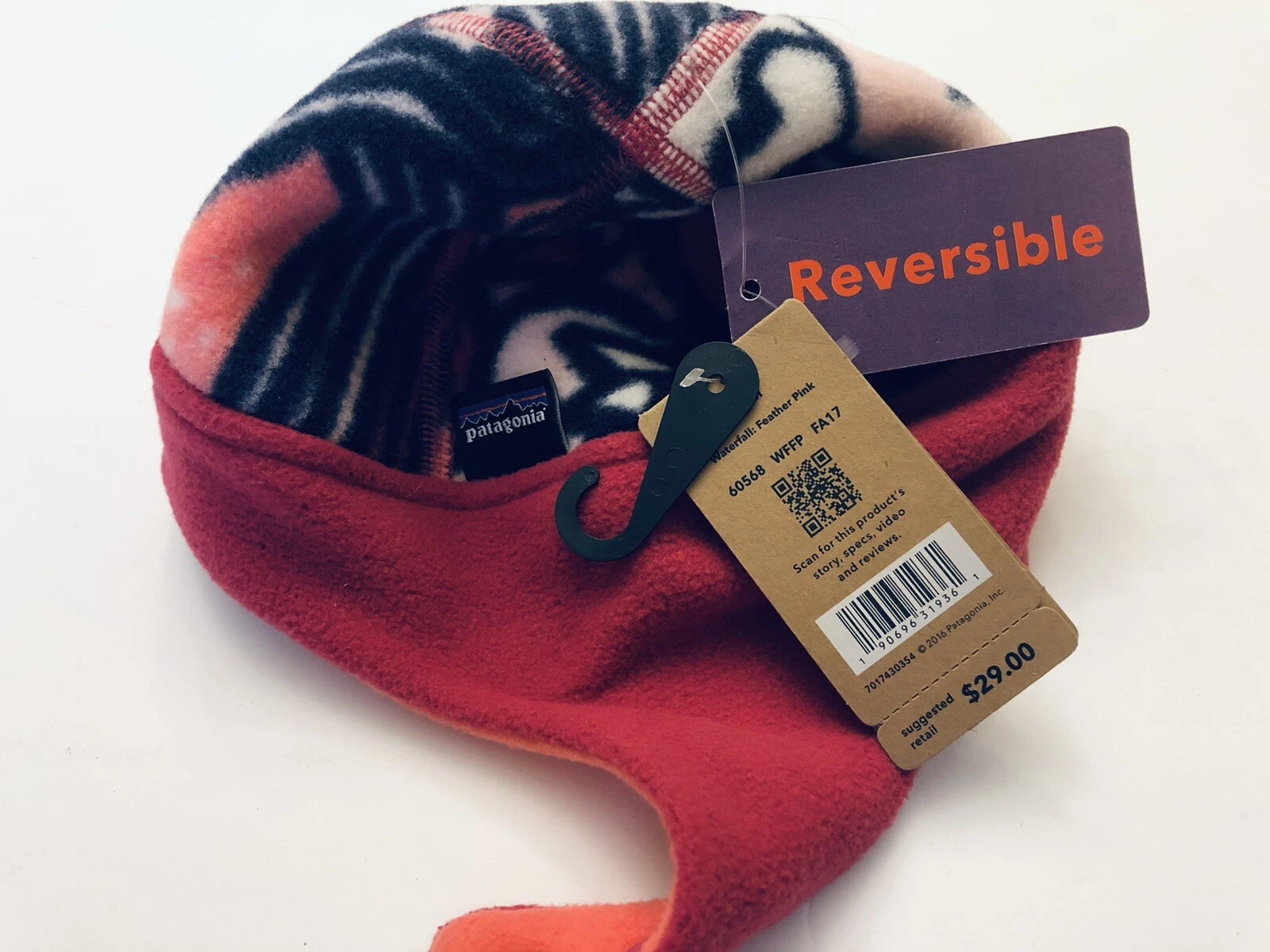 Patagonia Waterfall Feather Pink Winter Fleece Synch Hat Girls Size 0-3 Mo New