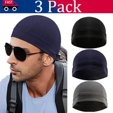 3 Pack Cooling Skull Cap Helmet Liner Sweatproof Cycling Running Hat for Unisex