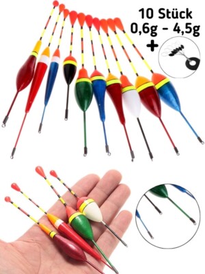 10 Stück Allround Angelposen 0,6 - 4,5g Angelpose Set Laufpose Schwimmer Forelle
