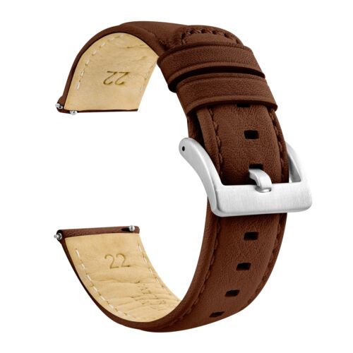 Light Brown Water Resistant Leather Brown Stitching Watch Band Watch Band - Afbeelding 1 van 15